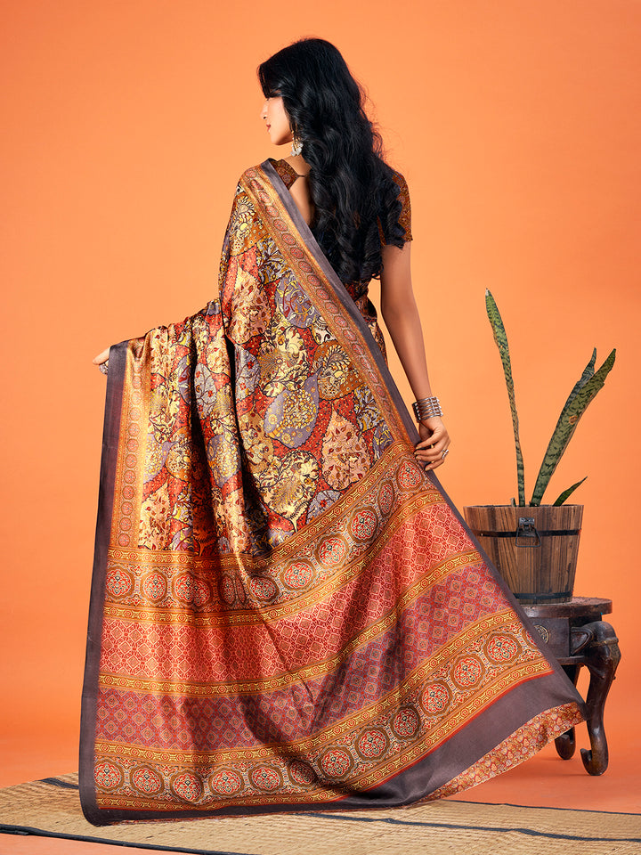 Designer Printed Pashmina Saree for Weddings | Traditional Festive Style