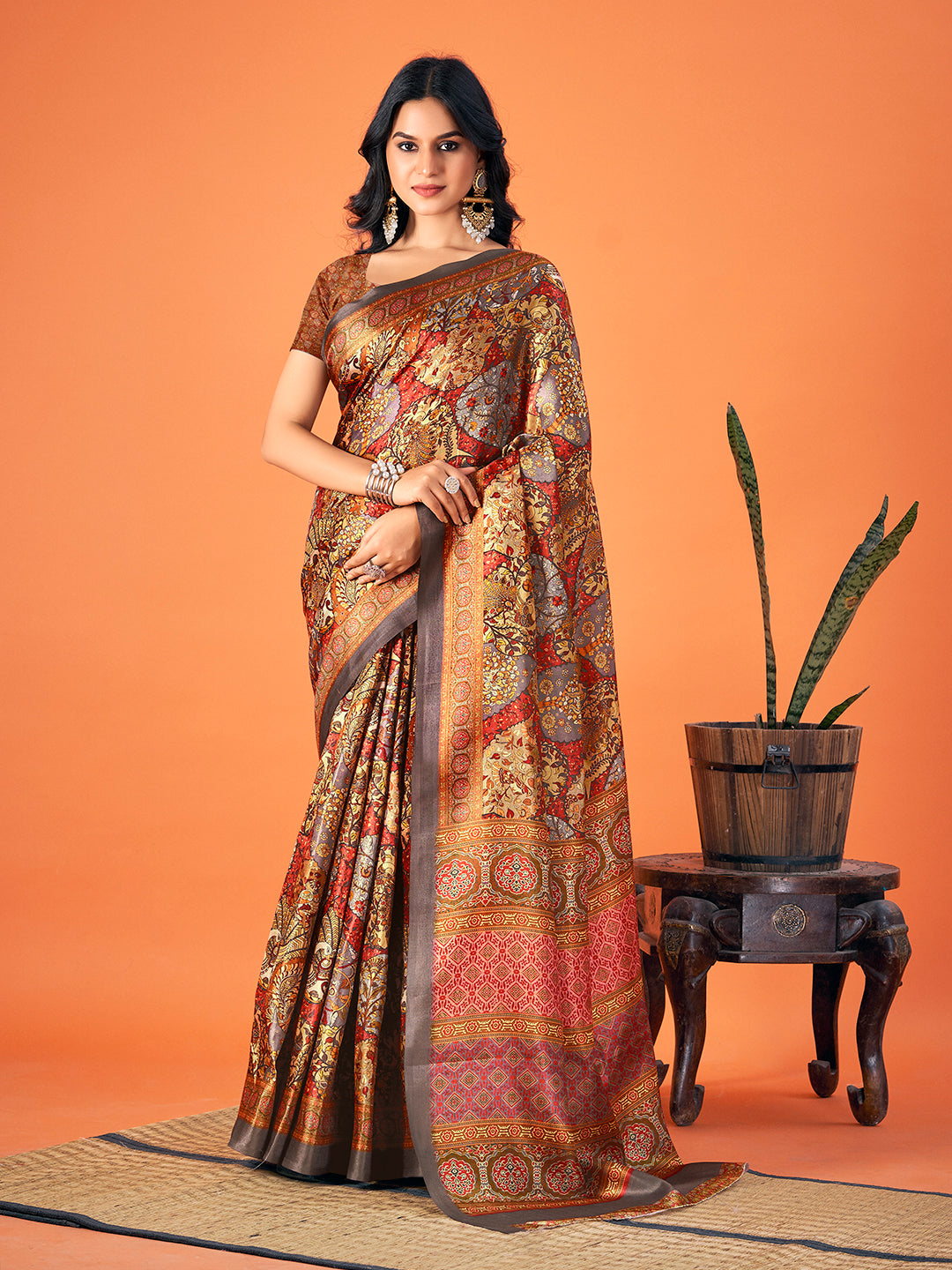 Designer Printed Pashmina Saree for Weddings | Traditional Festive Style