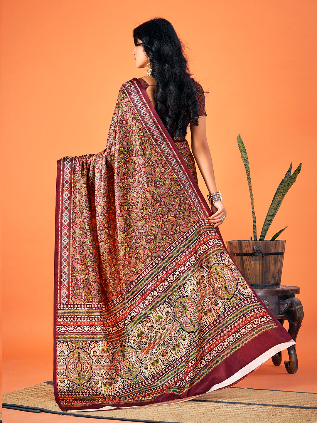 Designer Printed Pashmina Saree | Perfect for Weddings & Festive Occasions