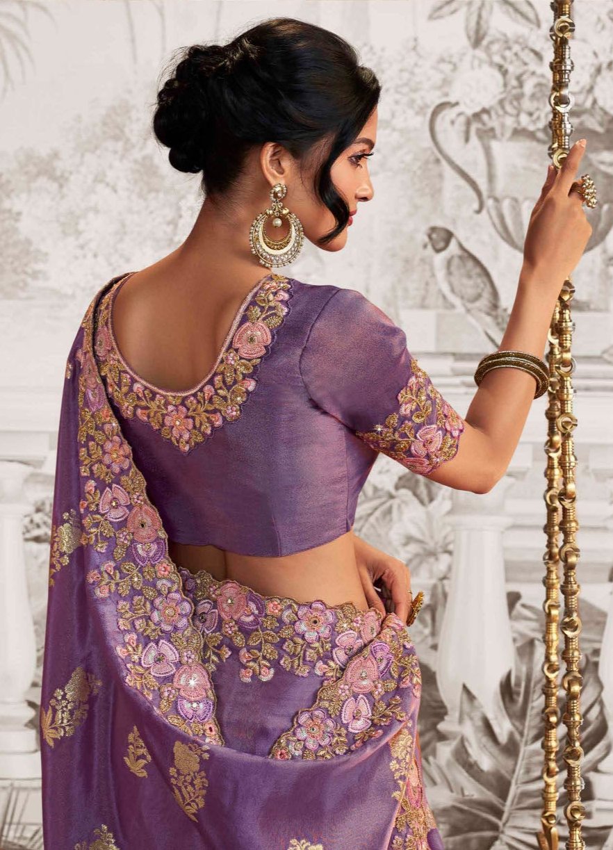 Elegant Lavender Dola Silk Saree | Graceful Lavender Blouse Ensemble