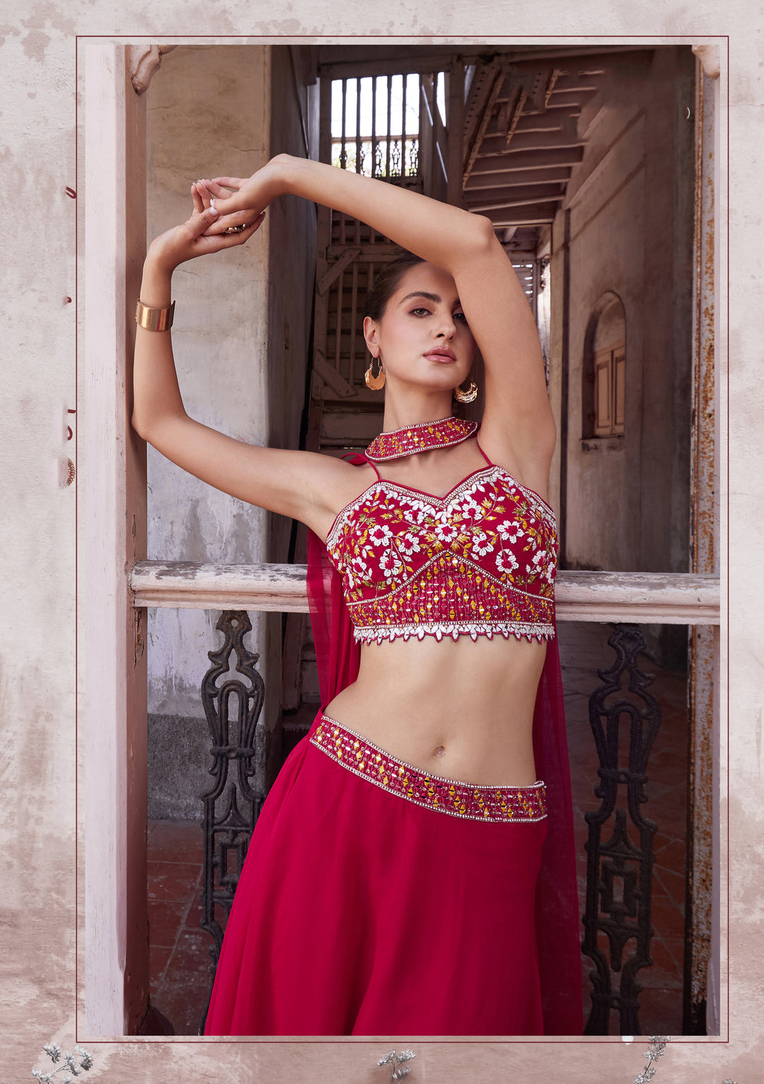 Designer Pink Lehenga Choli | Halter Neck & Handwork Wedding Festive Wear