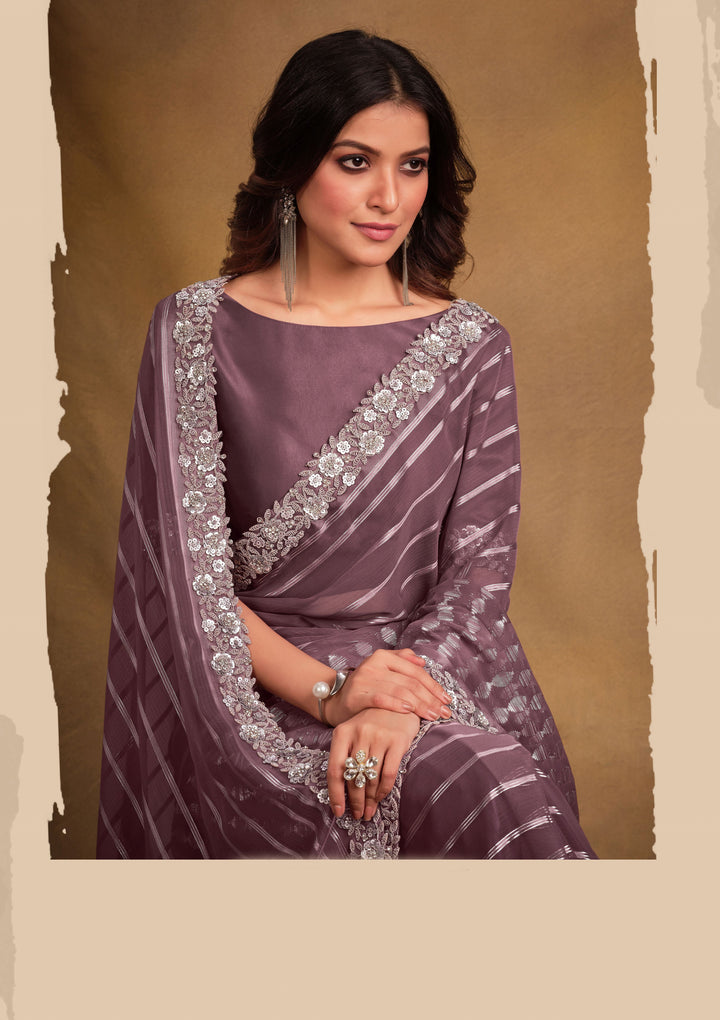 Designer Georgette Saree with Embroidery & Stone Work | Wedding & Party Wear