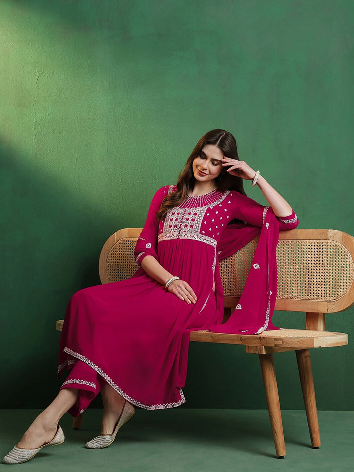 Stylish Georgette Kurti | Lightweight Outfit with Embroidery Work