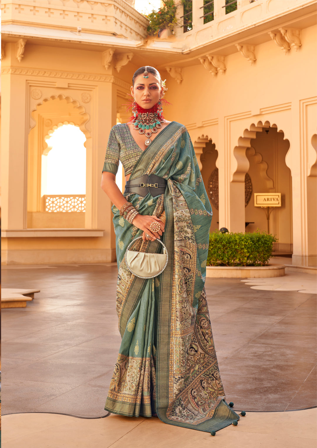 Party Wear Saree | Designer Printed PV Silk with Wevon Border for Special Events