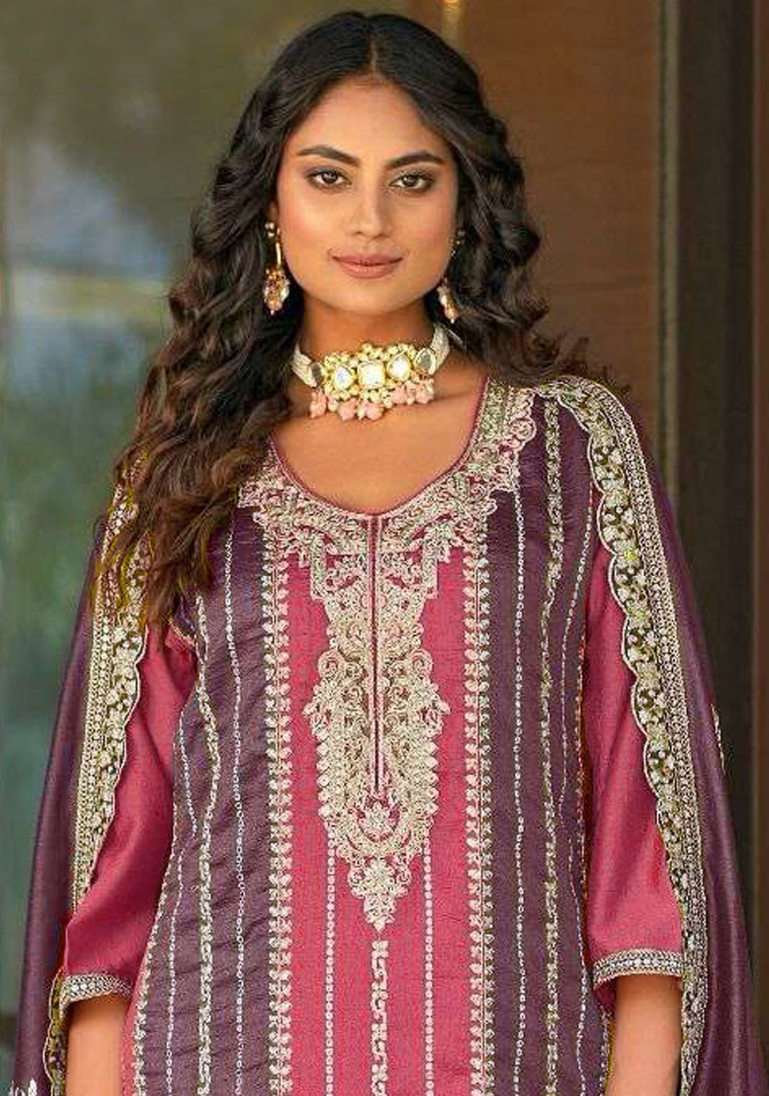 Designer Embroidery Work Suit | Vichitra & Santoon Pair with Dupatta