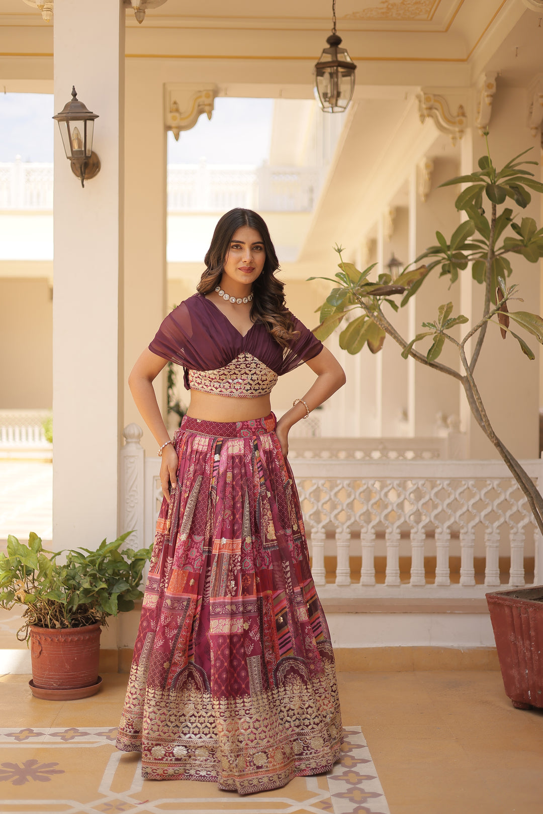 Designer Party Wear Lehenga | Russian Silk with Digital Print and Foil Work