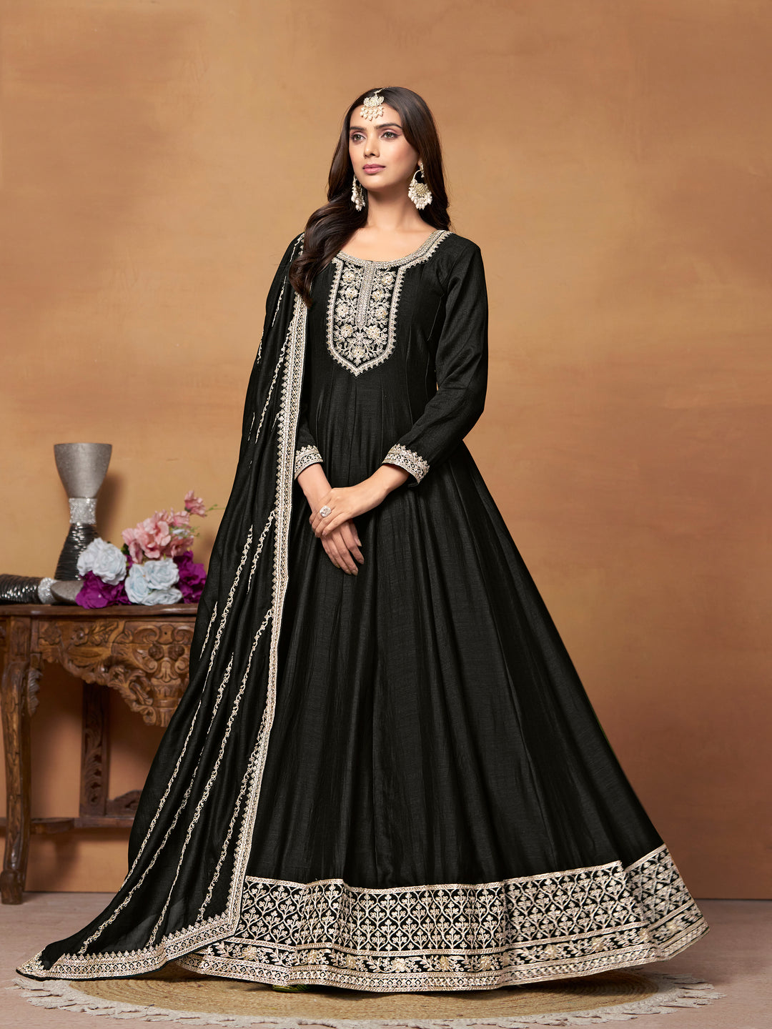 Elegant Party Wear Anarkali Suit in Fine Color with Bottom & Dupatta | Premium Art Silk Fabric