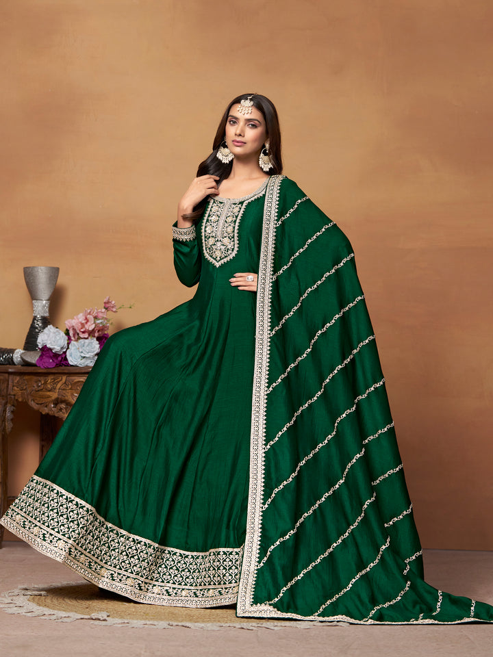 Elegant Party Wear Anarkali Suit in Fine Color with Bottom & Dupatta | Premium Art Silk Fabric