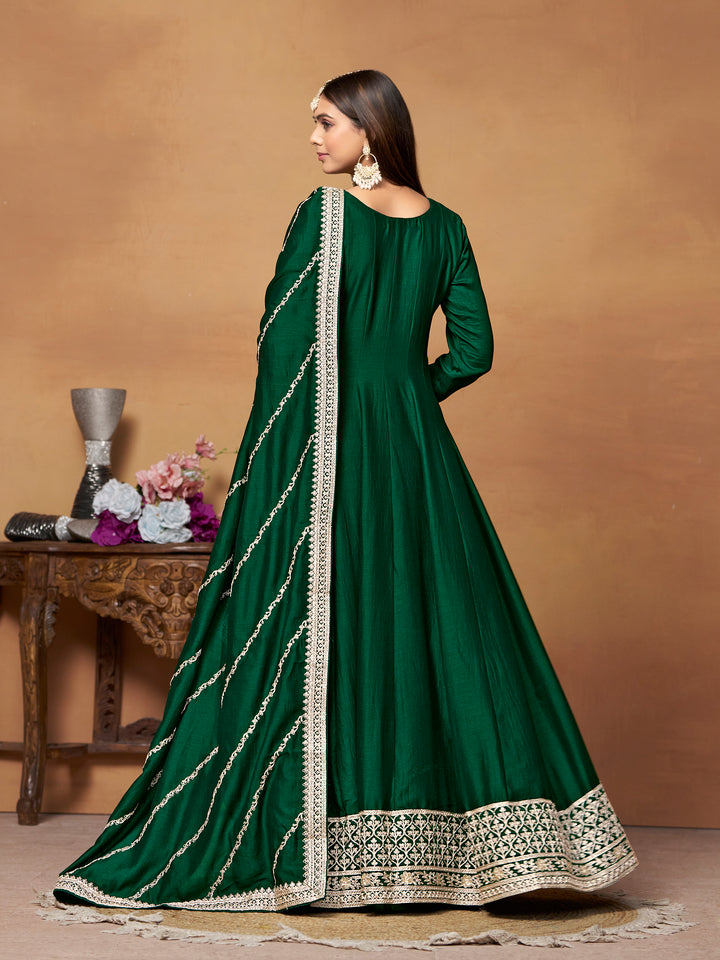 Elegant Party Wear Anarkali Suit in Fine Color with Bottom & Dupatta | Premium Art Silk Fabric