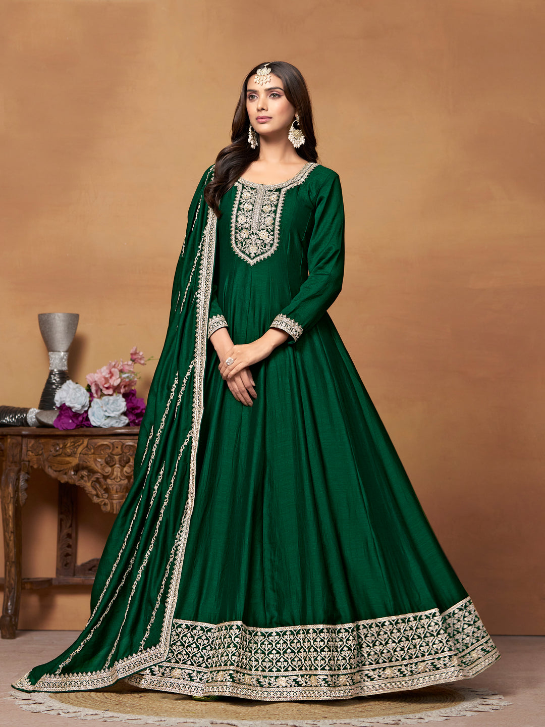 Elegant Party Wear Anarkali Suit in Fine Color with Bottom & Dupatta | Premium Art Silk Fabric