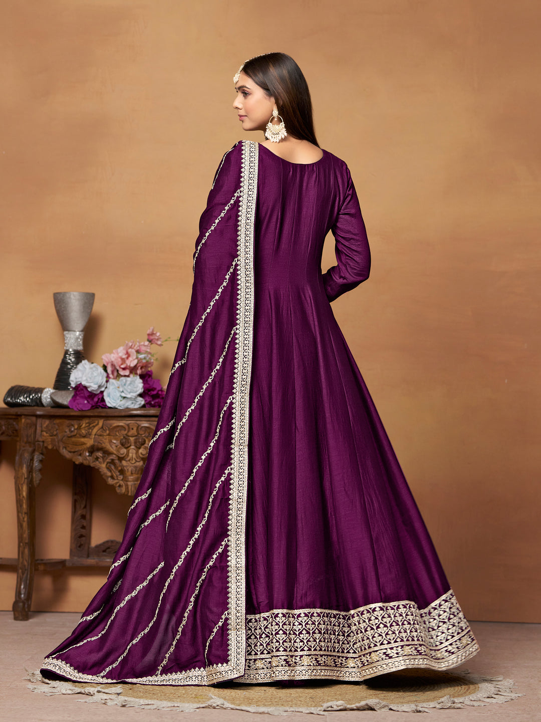 Elegant Party Wear Anarkali Suit in Fine Color with Bottom & Dupatta | Premium Art Silk Fabric