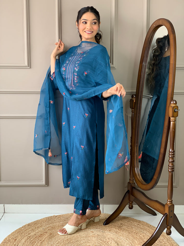 Blue Readymade Suit for Women | Comfortable Viscose Rayon Fabric, Casual & Festive Wear