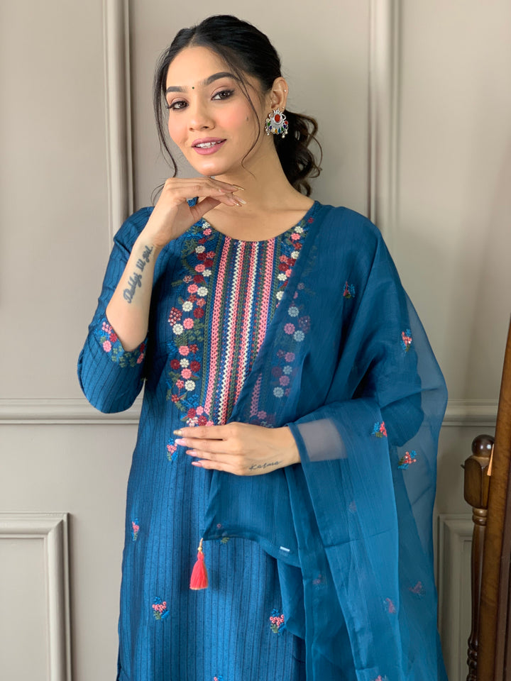 Blue Readymade Suit for Women | Comfortable Viscose Rayon Fabric, Casual & Festive Wear