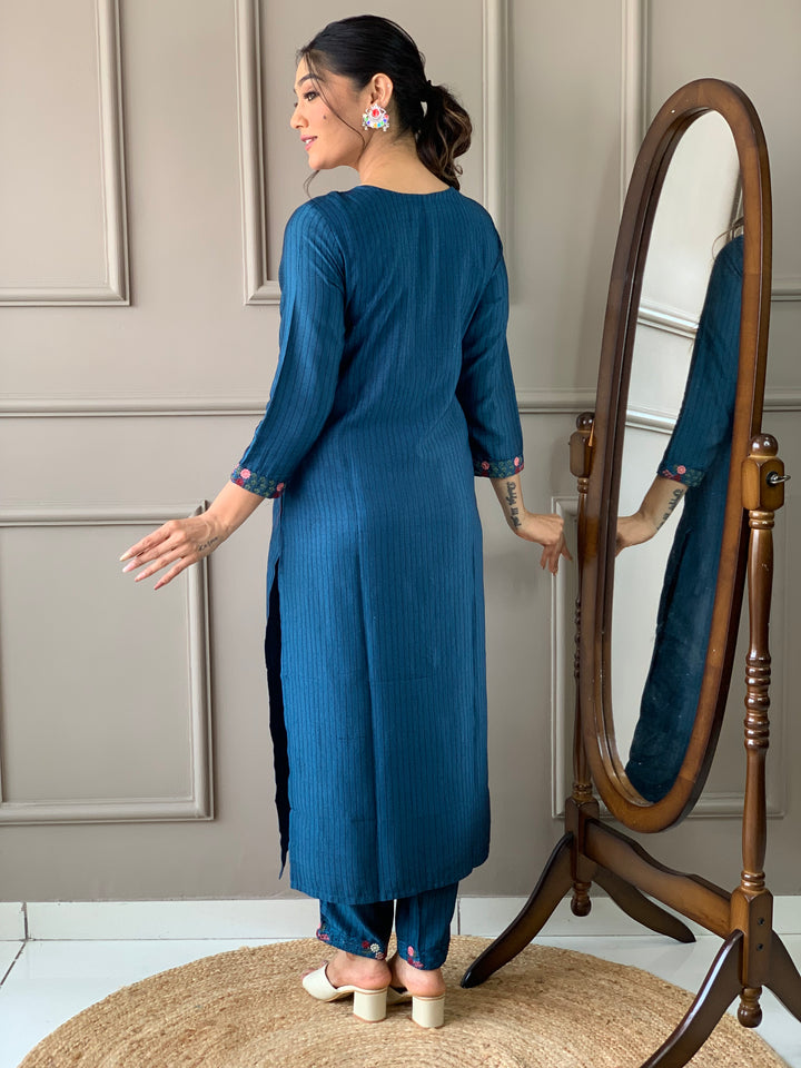 Blue Readymade Suit for Women | Comfortable Viscose Rayon Fabric, Casual & Festive Wear