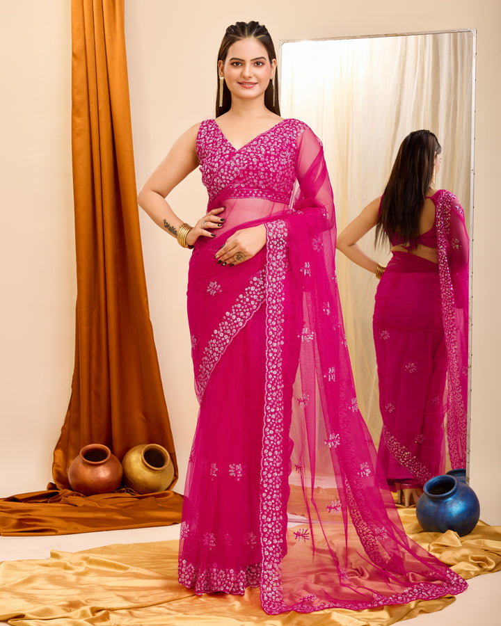 Sophisticated Soft net Saree with | A Captivating Traditional Ensemble