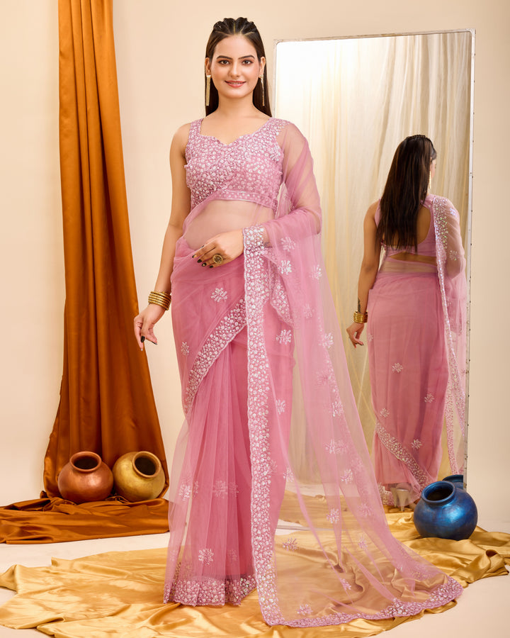 Sophisticated Soft net Saree with | A Captivating Traditional Ensemble