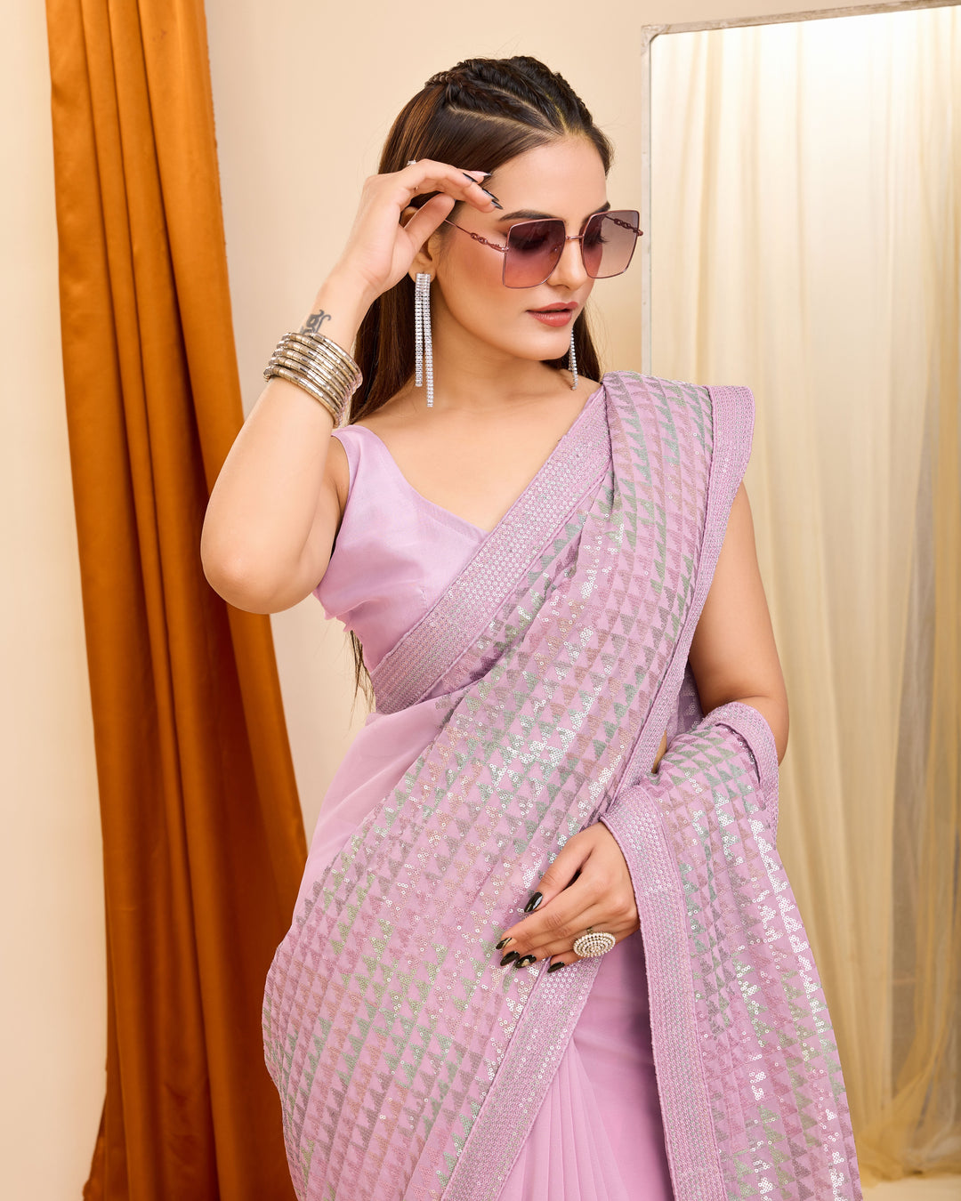 Heavy Embroidered Georgette Saree for Weddings | Elegant Party Attire