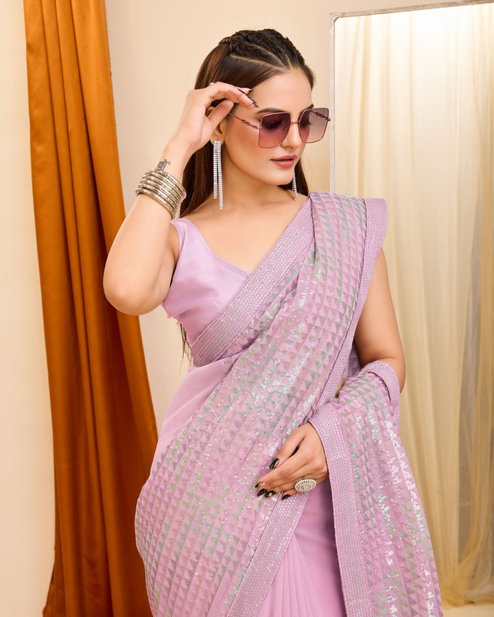 Heavy Embroidered Georgette Saree for Weddings | Elegant Party Attire