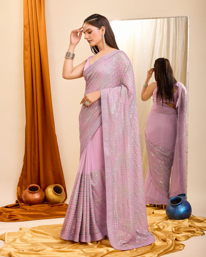 Heavy Embroidered Georgette Saree for Weddings | Elegant Party Attire