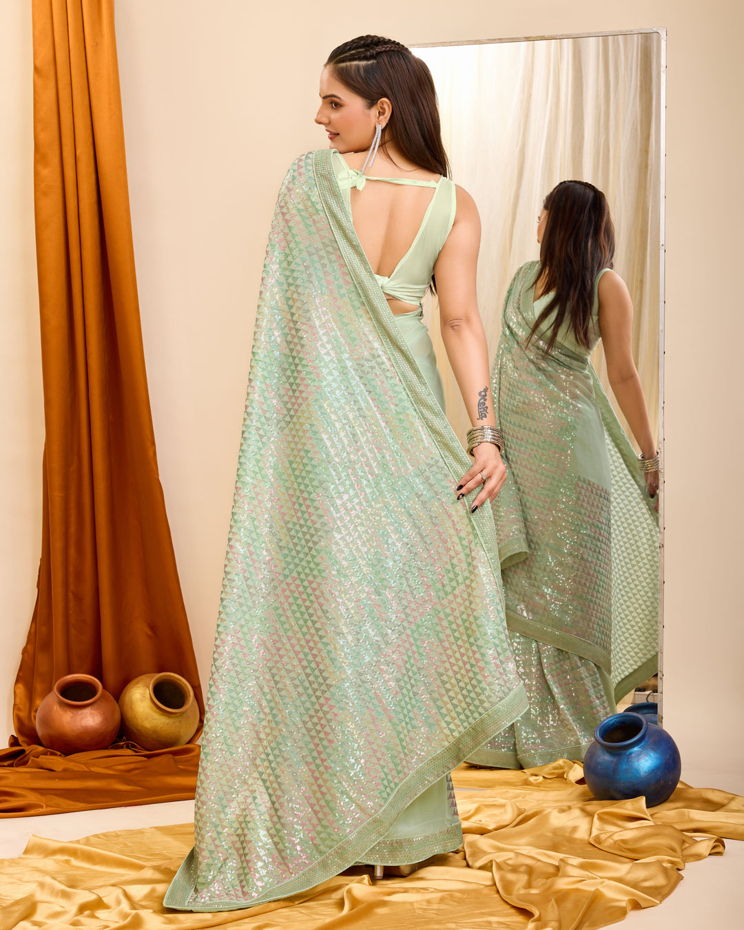 Heavy Embroidered Georgette Saree for Weddings | Elegant Party Attire