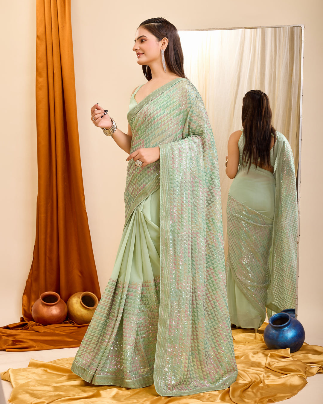 Heavy Embroidered Georgette Saree for Weddings | Elegant Party Attire