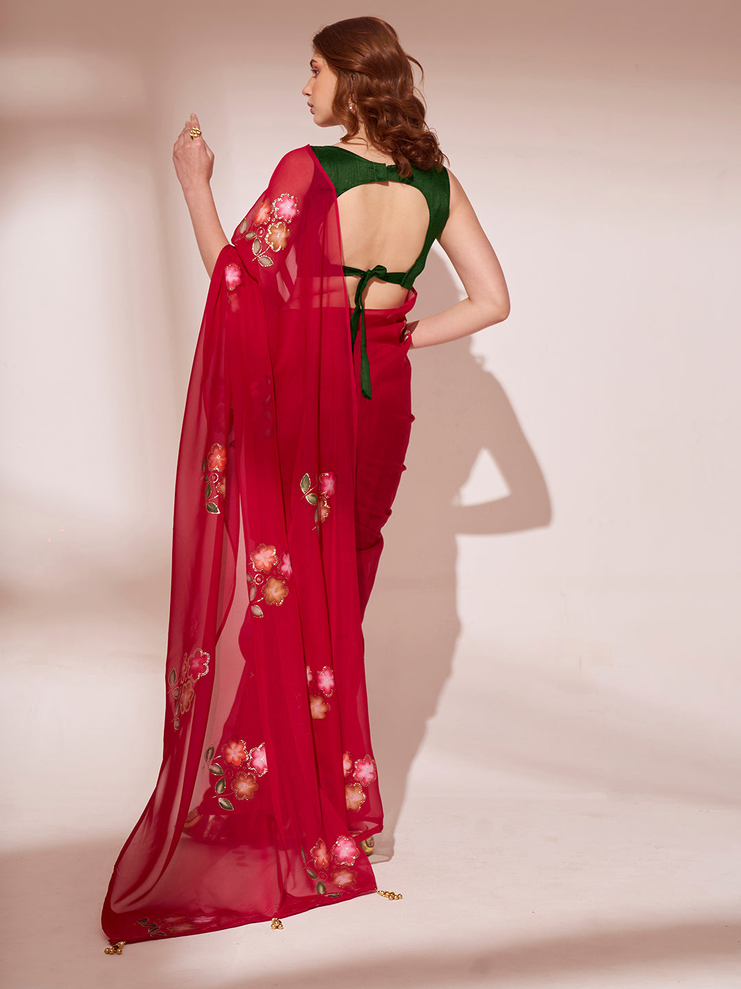 Organza Saree with Art-Silk Blouse | Brush-Printed for Weddings & Special Events