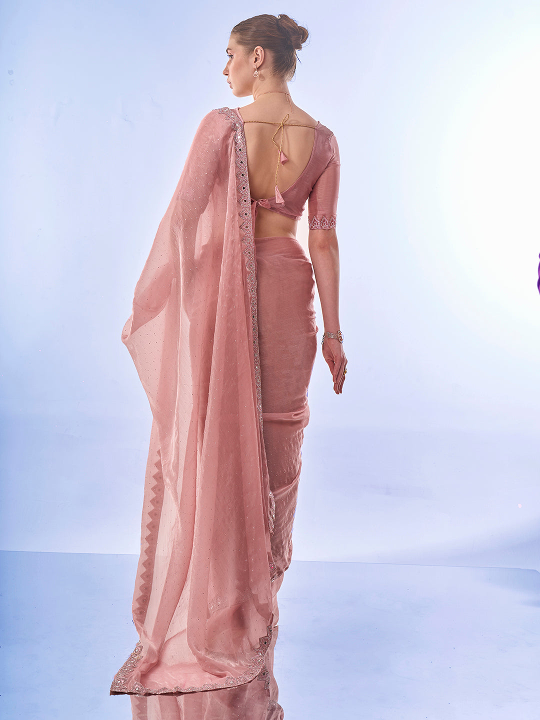 Burberry Saree with Swarovski Designer Work | Art-Silk Blouse for Weddings