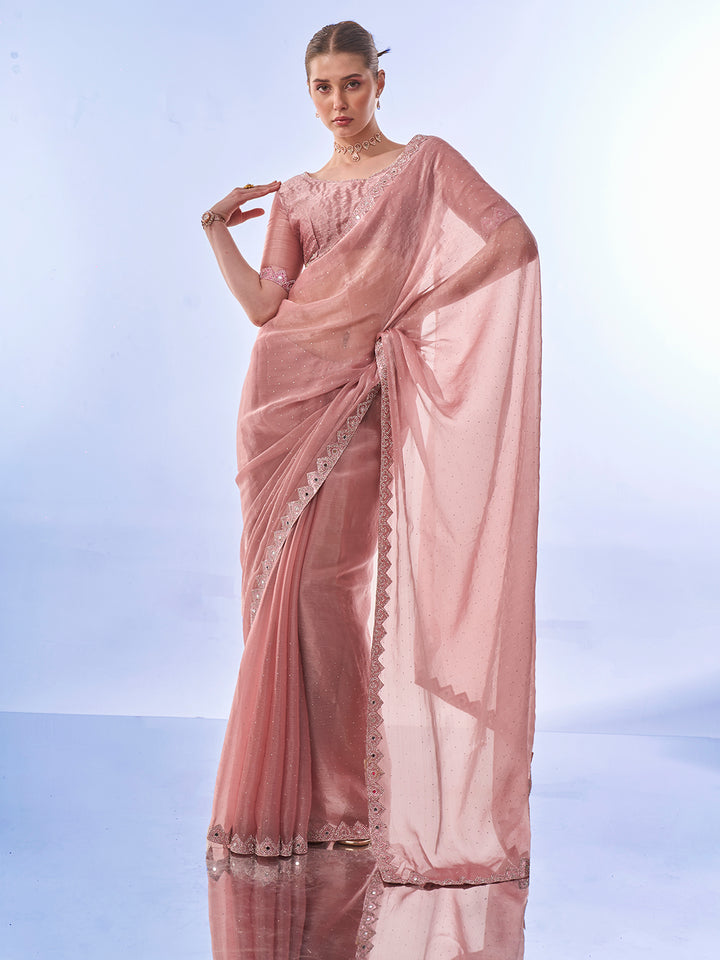 Burberry Saree with Swarovski Designer Work | Art-Silk Blouse for Weddings