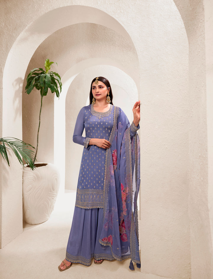 Elegant Sharara Suit in Fine Color with Bottom & Dupatta | Premium Viscose Chinon Fabric