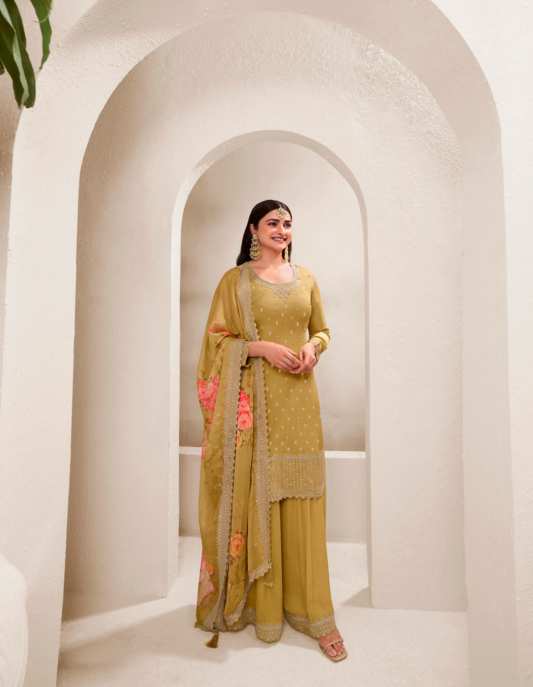 Elegant Sharara Suit in Fine Color with Bottom & Dupatta | Premium Viscose Chinon Fabric