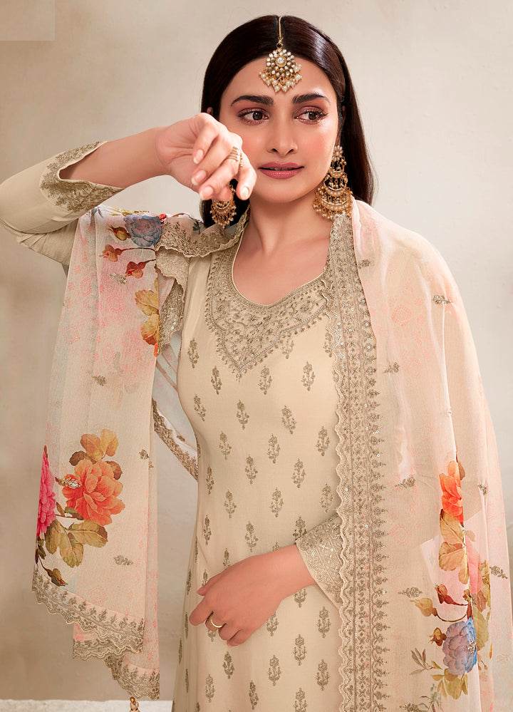 Elegant Sharara Suit in Fine Color with Bottom & Dupatta | Premium Viscose Chinon Fabric