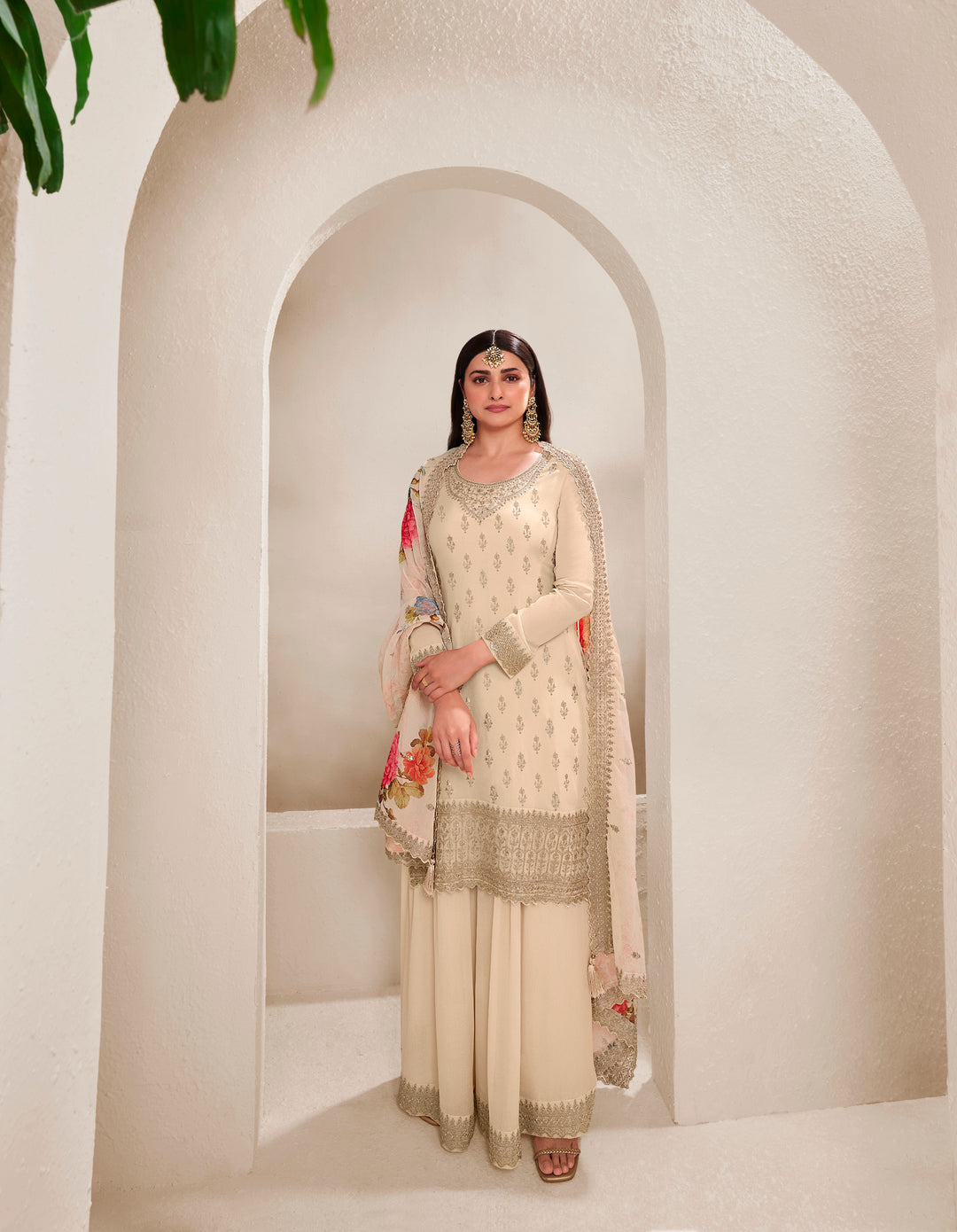 Elegant Sharara Suit in Fine Color with Bottom & Dupatta | Premium Viscose Chinon Fabric