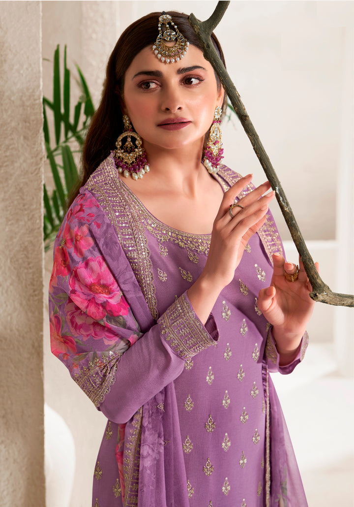 Elegant Sharara Suit in Fine Color with Bottom & Dupatta | Premium Viscose Chinon Fabric