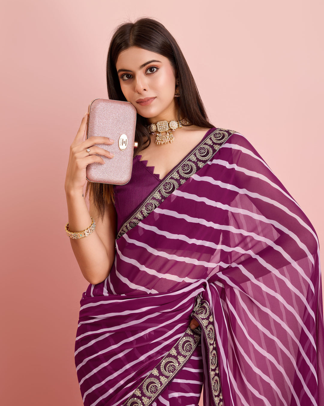 Elegant Georgette Laheriya-Printed Saree with Art-Silk Blouse | Wedding & Festive