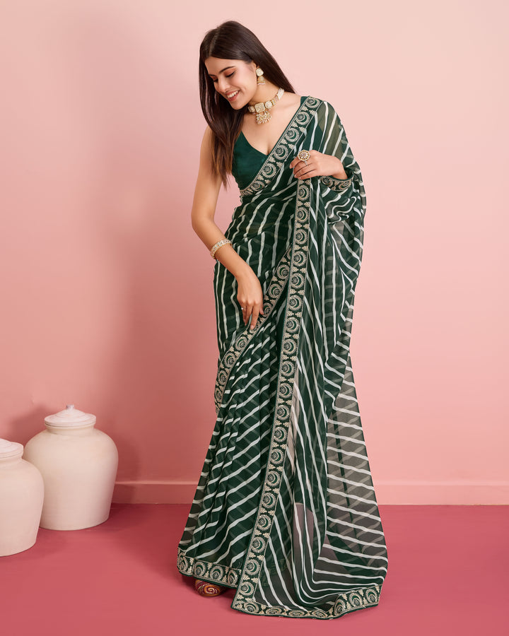 Elegant Georgette Laheriya-Printed Saree with Art-Silk Blouse | Wedding & Festive