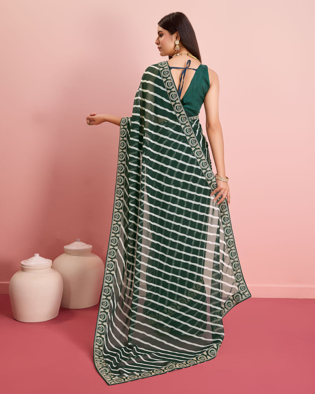 Elegant Georgette Laheriya-Printed Saree with Art-Silk Blouse | Wedding & Festive