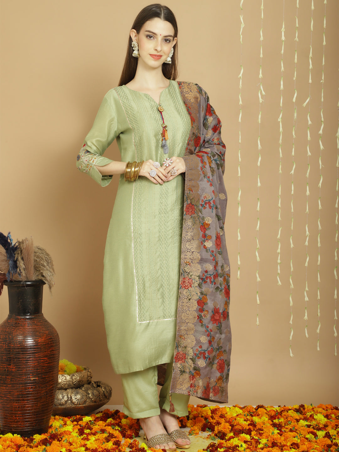 Designer Long Length Salwar Kameez for Women | Elegant Art Silk Traditional Wear for Weddings & Special Occasions