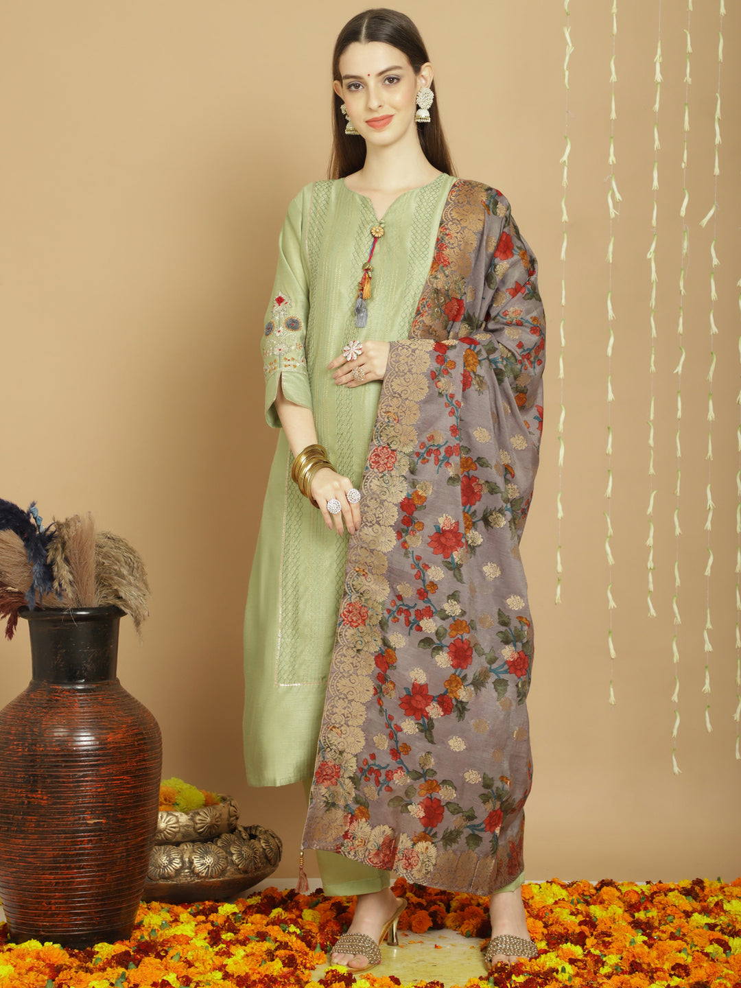 Designer Long Length Salwar Kameez for Women | Elegant Art Silk Traditional Wear for Weddings & Special Occasions