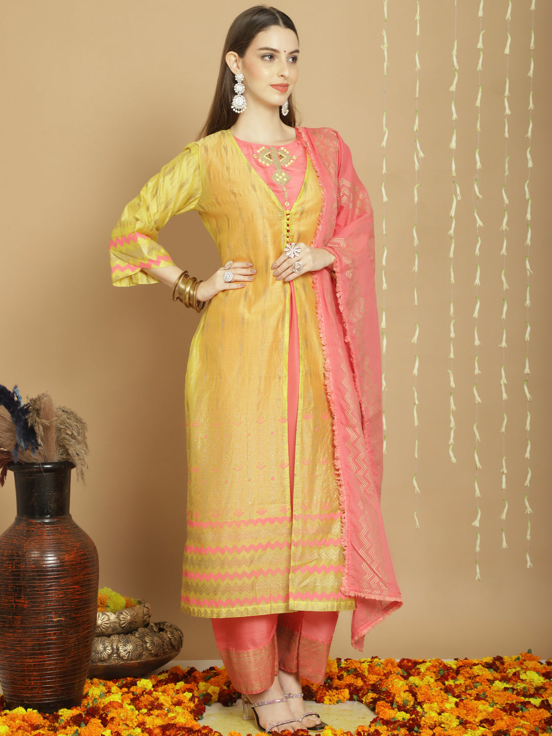 Designer Long Length Salwar Kameez for Women | Elegant Art Silk Traditional Wear for Weddings & Special Occasions