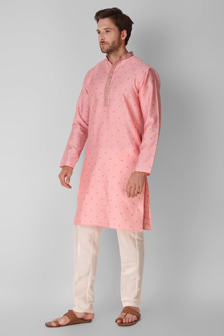 Designer Embroidered Jacquard Silk Kurta Pajama Set | Art Silk Pajama for Men