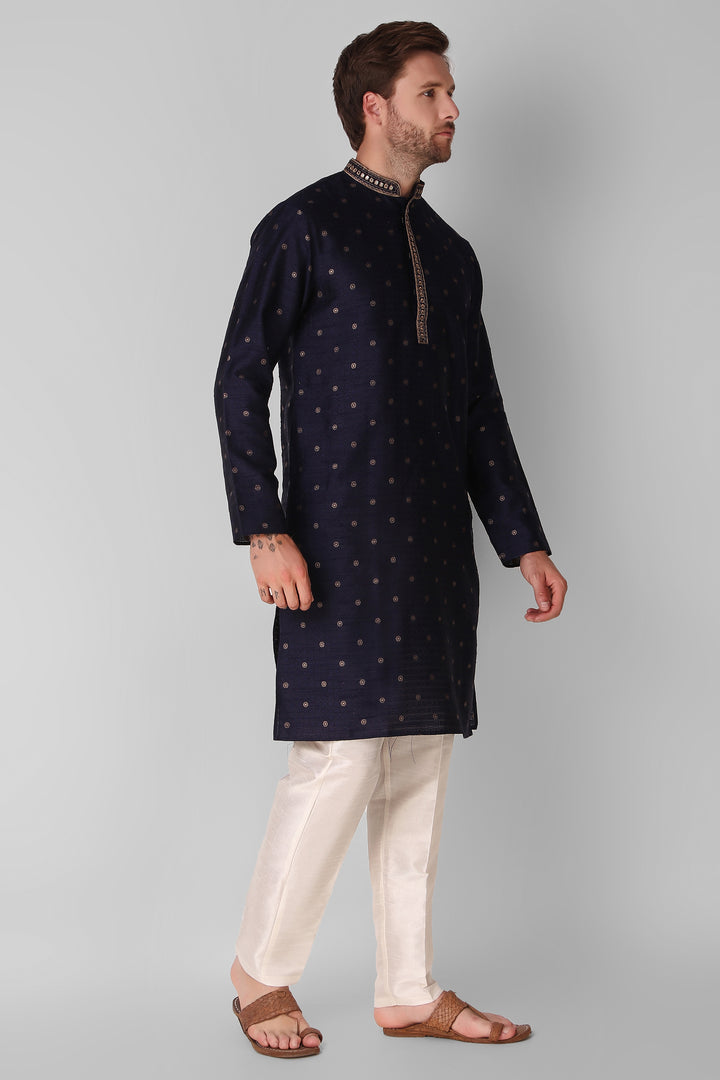 Designer Embroidered Jacquard Silk Kurta Pajama Set | Art Silk Pajama for Men