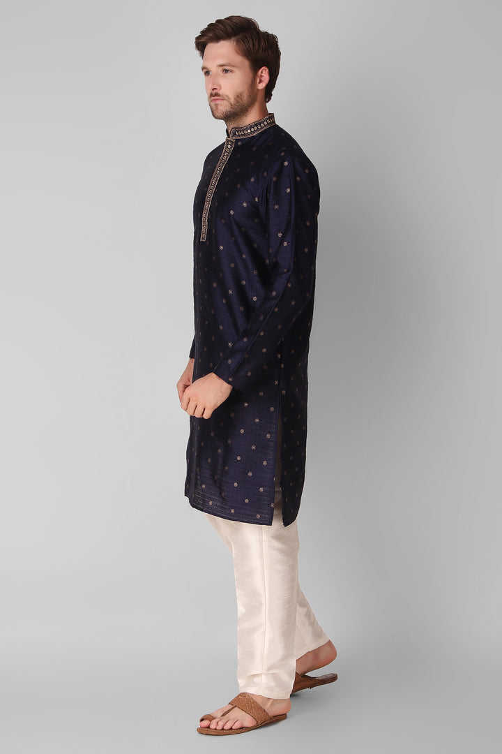 Designer Embroidered Jacquard Silk Kurta Pajama Set | Art Silk Pajama for Men