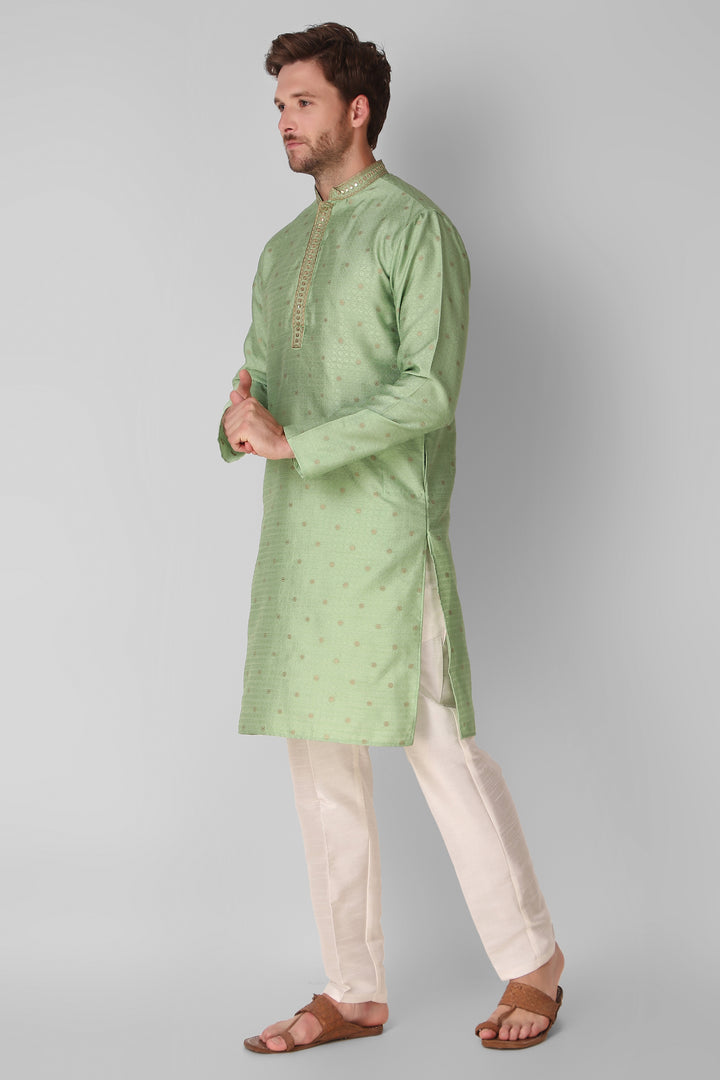 Designer Embroidered Jacquard Silk Kurta Pajama Set | Art Silk Pajama for Men