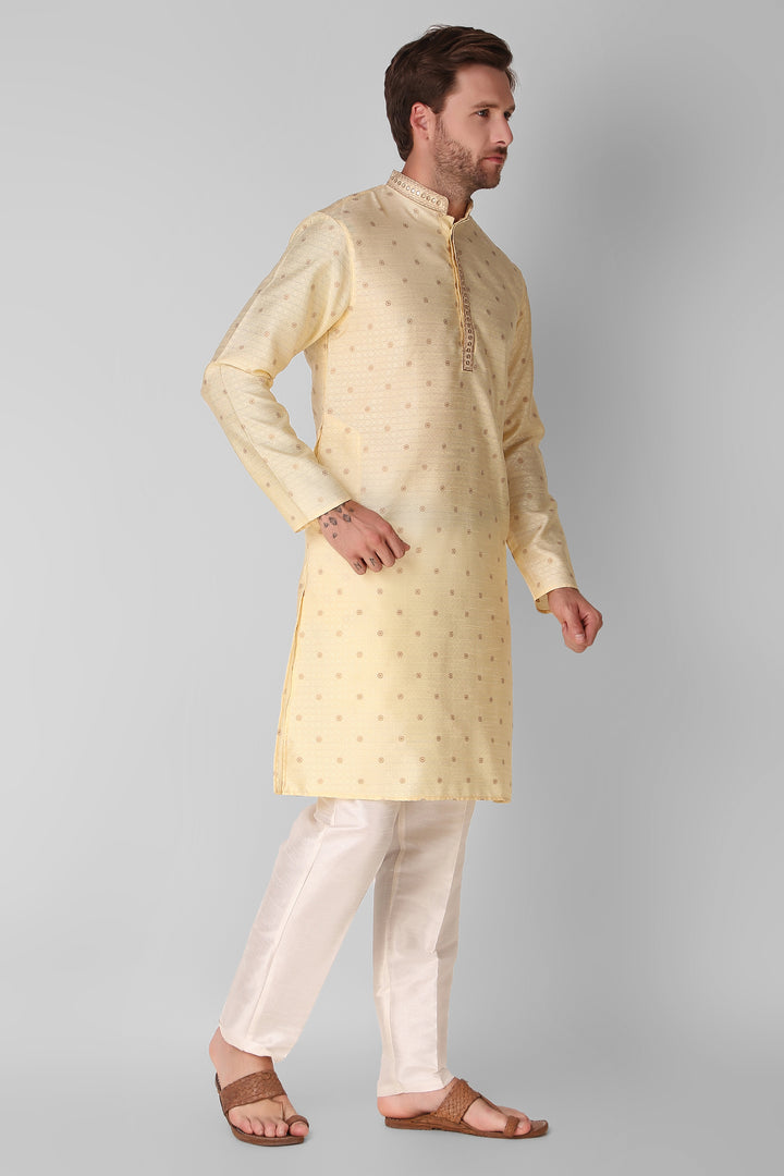 Designer Embroidered Jacquard Silk Kurta Pajama Set | Art Silk Pajama for Men