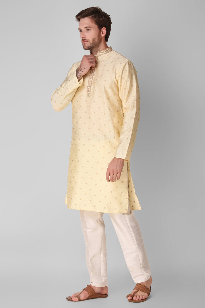 Designer Embroidered Jacquard Silk Kurta Pajama Set | Art Silk Pajama for Men