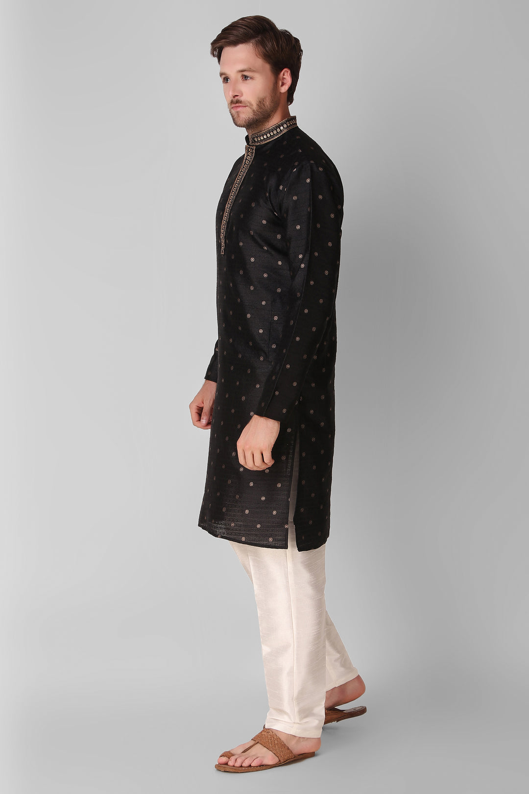 Designer Embroidered Jacquard Silk Kurta Pajama Set | Art Silk Pajama for Men