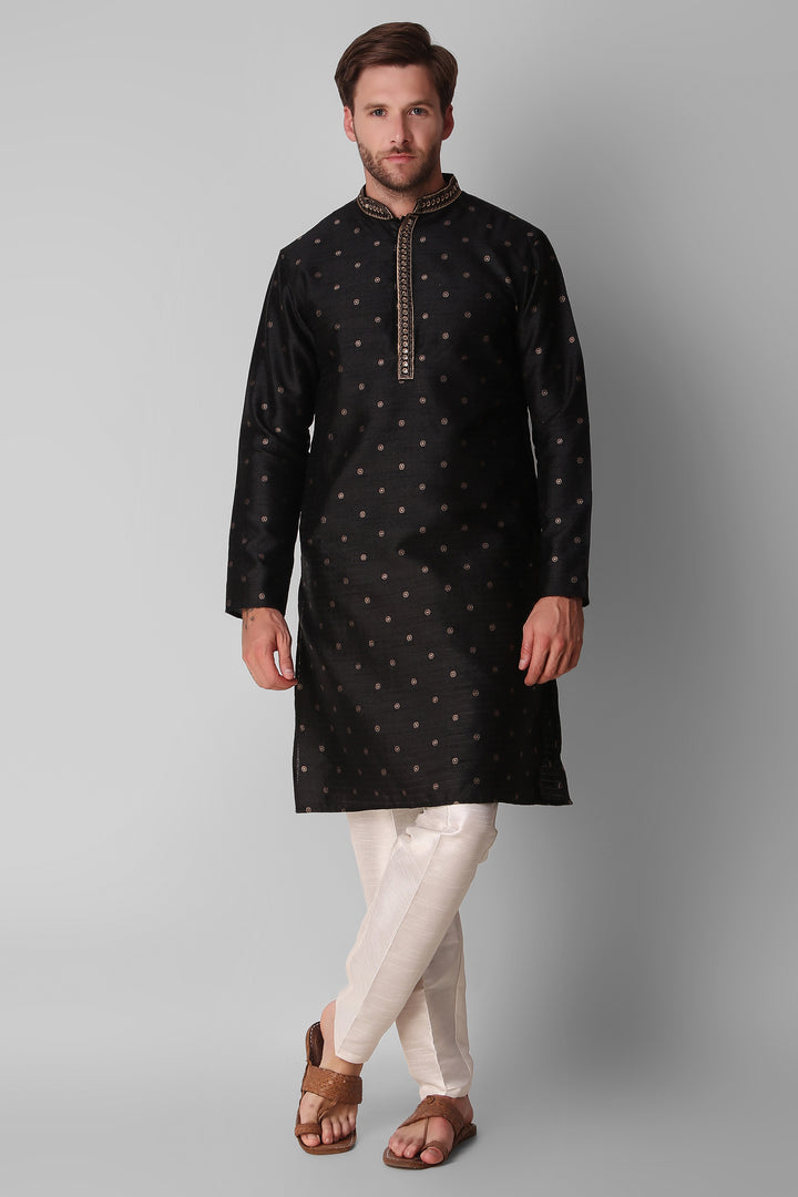 Designer Embroidered Jacquard Silk Kurta Pajama Set | Art Silk Pajama for Men