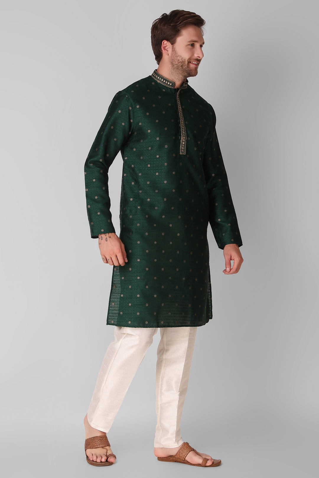 Designer Embroidered Jacquard Silk Kurta Pajama Set | Art Silk Pajama for Men