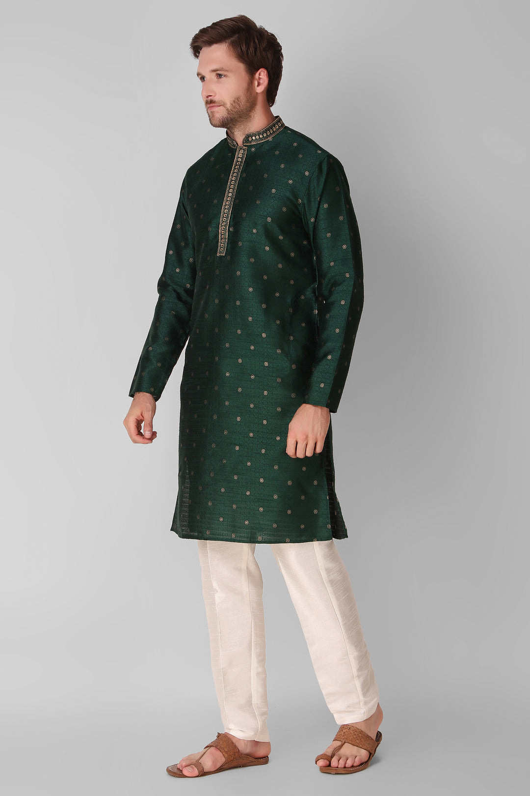 Designer Embroidered Jacquard Silk Kurta Pajama Set | Art Silk Pajama for Men