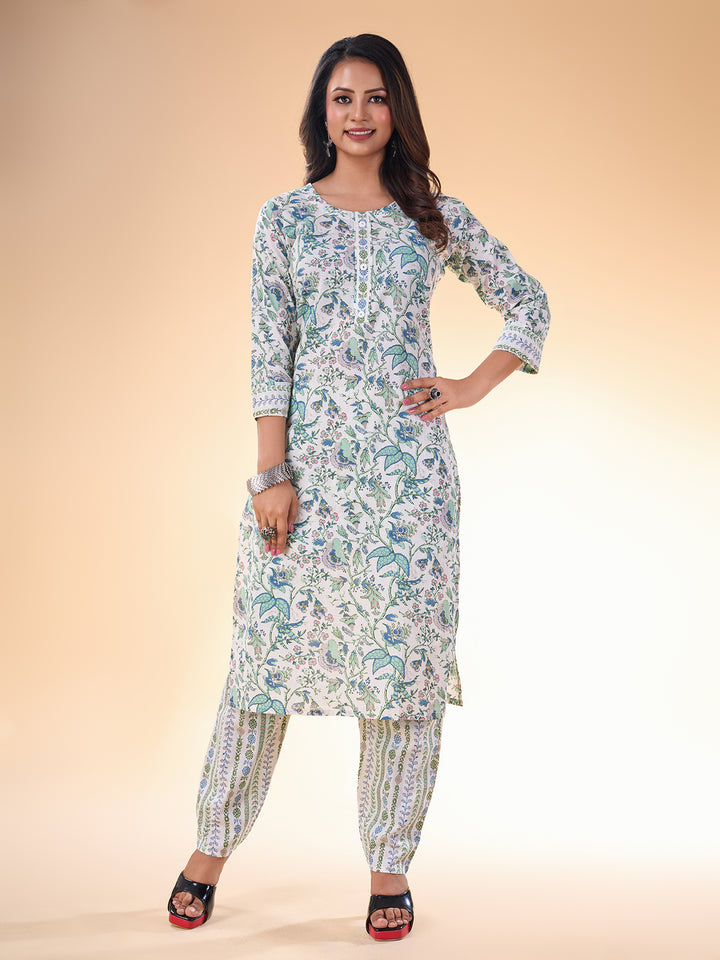 White Cotton Kurti for Women | Designer Printed Cotton Kurta Party Wear Kurta